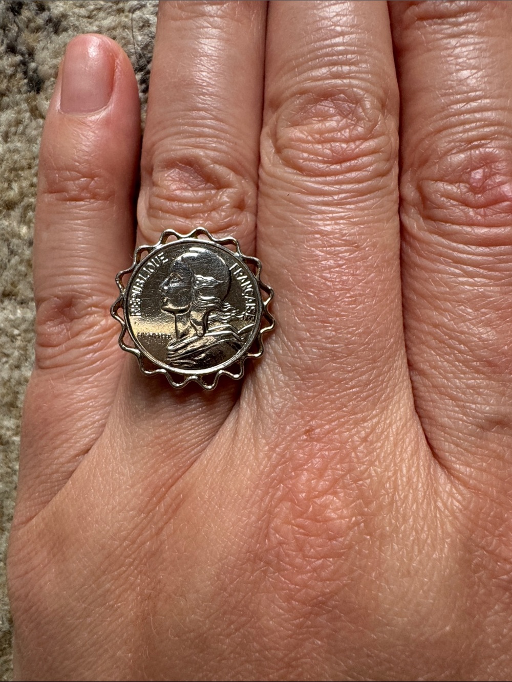 Silver Coin-Style Statement Ring